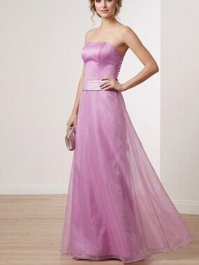 Raylia Designs Vintage Pink Strapless Bodice Evening Dress Sz 14